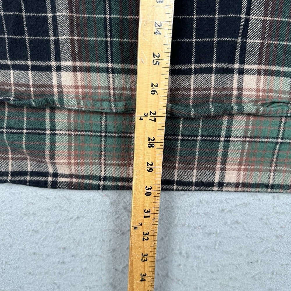 The Vermont Flannel Co Shirt Men's‎ XL Green Black Plaid 1/4 Button Band Collar - Picture 12 of 16